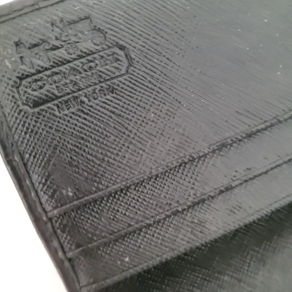 COACH Signature C Black Canvas Faux Leather‎ Bifold Continental Wallet Women's